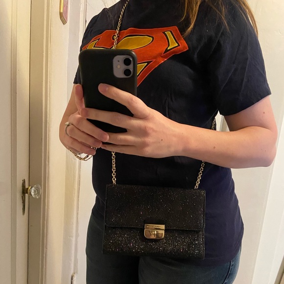 Kate Spade Crossbody Shoulder Bag Purse. Black Pink Blue and Gold - Picture 12 of 13